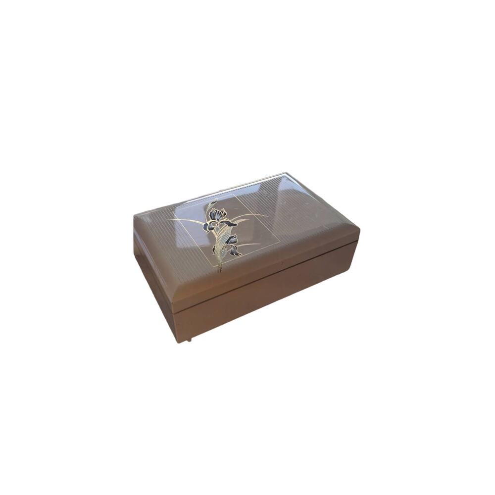Otagiri Japanese Vintage Jewelry Box Grand Iris WORKS Mirror Made in Japan